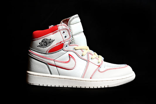 Air Jordan 1 Mid SE  Smoke Off White/ Red Stitch