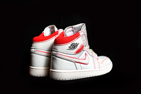 Air Jordan 1 Mid SE  Smoke Off White/ Red Stitch