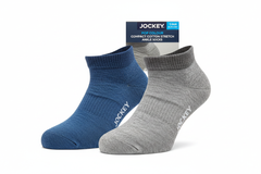 Jockey Pop Colour Compact Cotton Stretch Ankle Socks (Pack of 1) blue and grey