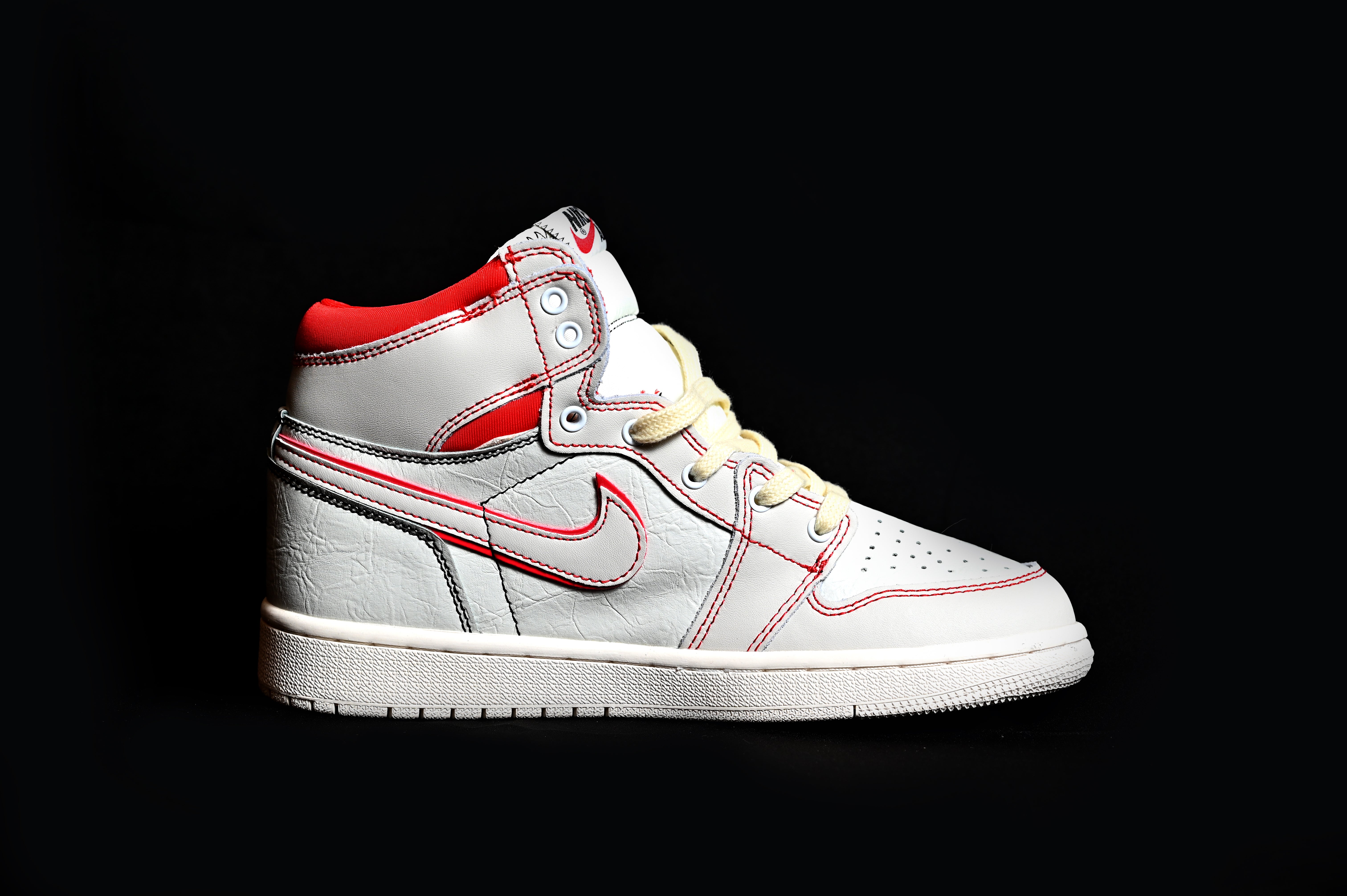Air Jordan 1 Mid SE  Smoke Off White/ Red Stitch