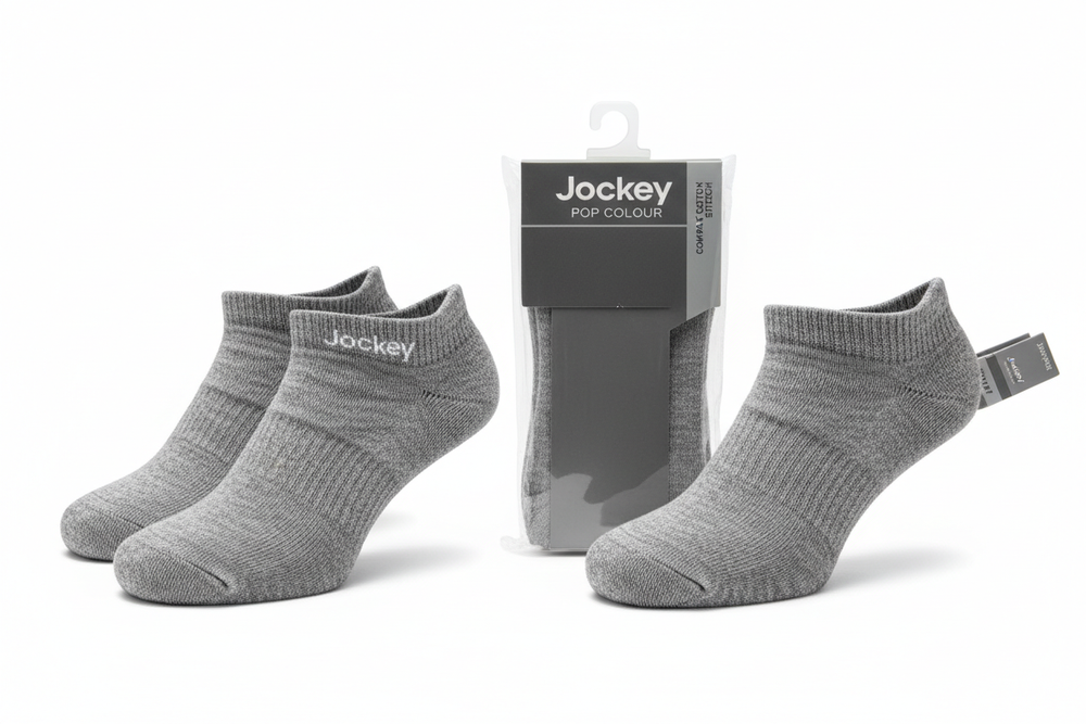 Jockey Pop Colour Compact Cotton Stretch Ankle Socks (Pack of 1) gray